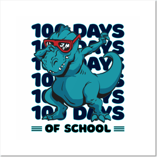 100 Days of school typography featuring a T-rex dino Dabbing #2 Posters and Art